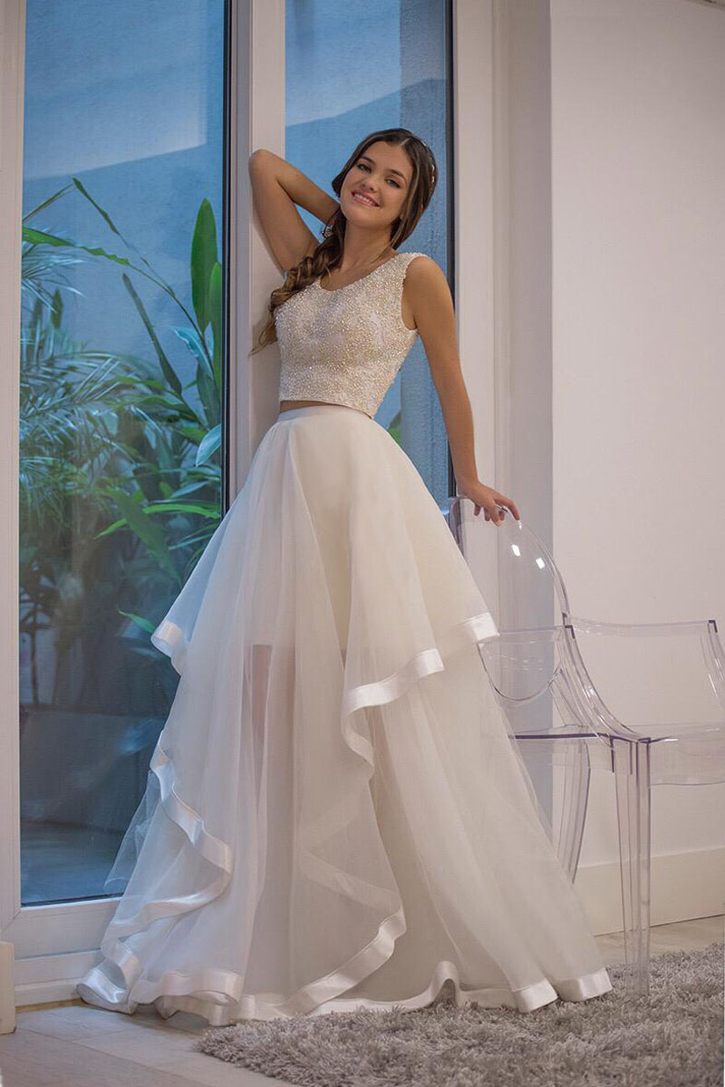 vestido de dos piezas para quinceañera